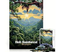 Hoh Rainforest Washington Landscape Art Jigsaw for Adults 1000 Pieces Unwind Game Rich Color Enjoyable Challenge Art Display (38x26cm)