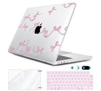 HOHAIYOO Compatible with MacBook Air 13.6 inch Case 2025 2024 2023 2022 Release M4 A3240 M3 A3113 M2 A2681 with Touch ID, Plastic Hard Shell Case&Keyboard Cover&Screen Protector&Webcam Cover, Bows
