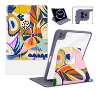HOHAIYOO for iPad Air 5th/4th Generation Case 2022 2020 10.9 inch with Pencil Holder&360 Degree Rotation Stand&Auto Sleep/Wake&Hard Clear Back, iPad Pro 11 inch Case 3rd/2nd/1st Gen, Abstract Art