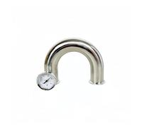 HOHAO 1.5" OD50.5mm/2" OD64mm Tri Clamp U Type Elbow with 1/4" Female Thread and Thermometer,SS304 Stainless Sanitary Fitting Spliter(with Thermometer,2")