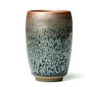 HOHCNA Tenmoku Coffee Mug, Handmade Jianzhan Ceramic Teacup, 12 oz Cylindrical Porcelain Mug for Tea, Coffee and Beer, Gift for Tea Lovers (Hundred Flowers Glaze)