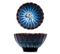 HOHCNA Tenmoku Glaze Kiln Change Jianzhan Tea Cup - 4 oz Chinese Kungfu Teacup with Silver Dragon Inlaid