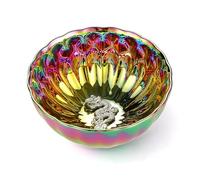 HOHCNA Tenmokus Tea Cup with Dragon, 5 oz Chinese Style Colorful Glazed Ceramic Jianzhan Teacup, Unique Small Cha Wan Bowl for Art Decor, Collection and Gifts