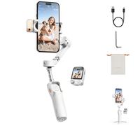 Hohem iSteady V3 Ultra Gimbal Stabilizer for iPhone, 3-Axis Phone Gimbal, Magnetic AI Tracker, Built-in Extendable Rod & Tripod, 10m Remote Control, Touchscreen Stabilizer for iPhone & Android (White)