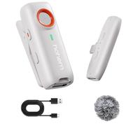 hohem Mic, Wireless Lavalier Microphone, Plug & Play, DSP Noise Cancellation, 20-Hour Battery, Microphone for iPhone, Record Interview, Vlogs, Tiktok (1 TX+1 RX No Charging Case) (white)
