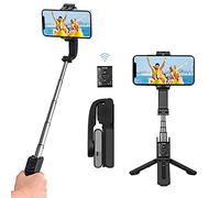 hohem Q 4 in 1 Selfie Stick, Portable Tripod Gimbal stabilizer with Built-In Extension Rod, APP Interaction and remote-control phone gimbal, Auto Balance and auto face tracking gimbal for Vlog, Black