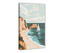 HOHHMY Beach Coastline Canvas Poster for Bedroom Decor Gift | Frame-style, Multiple sizes, Multiple frame styles, Wall Art, Decor Paintings, Bedroom Decor