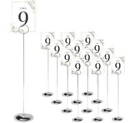 HOHIYA 12 Pcs Table Number Holders Stands for Wedding 12 Inch Place Card Holder Clips Photo Party Restaurants Cafes Banquets Stainless Steel Chrome Silver Taiwan Made
