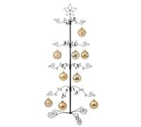 HOHIYA 3.3 Ft Wrought Iron Christmas Tree Ornament Display Stand Metal Holder Hanger Wire Hanging for Halloween Glass Balls Decorations Gift 56 Hooks Black Taiwan Made