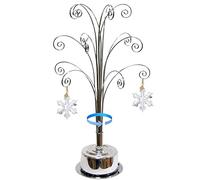 HOHIYA for Swarovski Christmas Ornament 2025 Ornament Display Tree Stand Rotating Hanger Hook Holder Hanging Crystal Suncatcher Decorations Grandmom Gift Silver 16.75 Inch