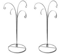 HOHIYA Hanging Bauble Ornament Display Stand Chrome Silver Metal 4 Arm Holder for Christmas Tree Baubles Crystal Suncatchers Crafts and Decorations 12″ H 2Pack