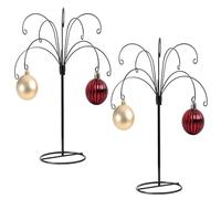 HOHIYA Ornament Display Stand Tree 2 Pcs 13.5 Inch Black Hanging Holder Heavy Duty Wire Hanger for Christmas Ball Easter Egg Home and Holiday Decorations Taiwan Made Max Load 1.5 lbs