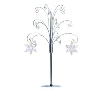 HOHIYA Ornament Tree Display Stand Holder Hanger 20 Inch Wire Hook Hanging Metal for Christmas Swarovski Crystal Glass Decorations Gift Taiwan Made Chrome Silver