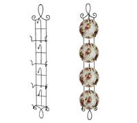 HOHIYA Tea Cup and Saucer Wall Display Rack Stand Holder Teacup (Black, Pack of 2)