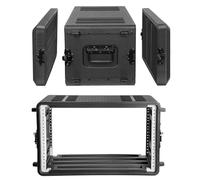 HOHIYO 6U Rack Case, 16" Depth, 19" Rackmount Flight Cases, Easy Installation, Portable, Waterproof, Dustproof, Shockproof, with Microphone Compartments, Space Saving
