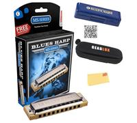 Hohner 532 Blues Harp MS Harmonica - Key of C Bundle with Case, Pouch, Austin Bazaar Online Manual, and Polishing Cloth