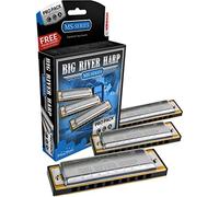 Hohner Harmonica 590 Big River Harp Pro Pack Harmonica Set, Keys of G, A, & C, Stainless steel (3P590BX)