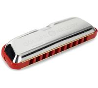 Hohner Harmonica, Golden Melody - Key of A Version 2, Diatonic, Equal-tempered Tuning, Horn, Polished Finish, Modern Style