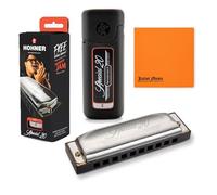 Hohner Harmonica Special 20 Key C Progressive Series 560PBXC 10 Holes, Bundle with Hard Case, Mini Harmonica Necklace Juliet Music Polishing Cloth