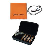 Hohner MBC Harmonicas Marine Band 5-Piece Pro Pack - Keys of G, A, C, D, E with Case, Mini Harmonica Necklace and Juliet Music Polishing Cloth