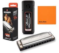 Hohner Special 20 Harmonica, 10 Holes Major C Bundle with Hard Case, Mini Harmonica Necklace and Juliet Music Polishing Cloth (C Bundle)