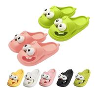 Hohny Tongue Kiss Slippers, Cute Funny 3d Big Eye Dog Slipper Fun Cartoon Package Head Eva Slippers (Pink+Green,5.5-6)