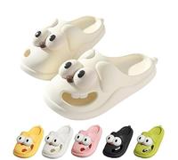 Hohny Tongue Kiss Slippers, Cute Funny 3d Big Eye Dog Slipper Fun Cartoon Package Head Eva Slippers (White,5.5-6)