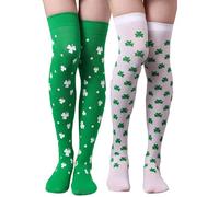hohololo 2 Pairs St. Patrick's Day Socks Irish Shamrock Novelty Socks for Men, Women, for Holidays and Everyday (Multicolor3,36-42)