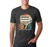 hohololo 50th Birthday T-Shirts Men Vintage 1975 Shirt Graphic Fifty Birthday shirs Casual Birthday Gifts Blouse Tops...(grey1,XXL)