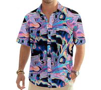 hohololo 80s Men's Vintage Disco Party Costume Hawaii Shirt? (Multicoloured-d,L)