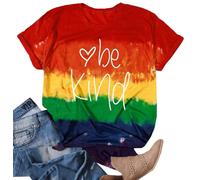 hohololo Bee Kind T-Shirt Tie Dye Shirt Women Funny Inspirational Tshirts (Multicolor-c,L)