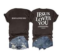 hohololo Christian T-Shirt Women Jesus Tshirt Jesus Love You Shirts (Brown-a,XL)