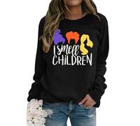 hohololo Halloween Sweatshirt Women's Hocus Pocus Long Sleeve Shirts Sanderson Sisters Pullover Tops Blouse, Black (black 2), M