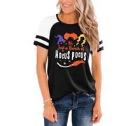 hohololo Halloween Tshirts Women Hocus Pocus Shirt Sanderson Witch Graphic Tshirt,Black-A,S