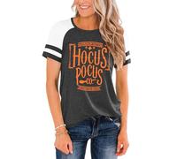 hohololo Halloween Tshirts Women Hocus Pocus Shirt Sanderson Witch Graphic Tshirt,Grey-A,L