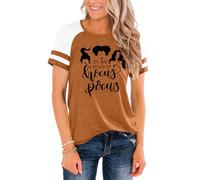 hohololo Halloween Tshirts Women Hocus Pocus Shirt Sanderson Witch Graphic Tshirt,Orange-A,M
