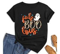hohololo Halloween Tshirts Women I'm Just Here for The Boos T-Shirt Ghost Shirt,Black-A,M