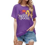 hohololo Hocus Pocus Tshirt Halloween Tshirts for Women Sanderson Witch Graphic Shirts (Purple-a,XXL)
