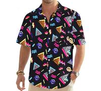 hohololo Men's Vintage Disco Hawaii Shirt - 70s/80s Retro Party Costume? (Multicoloured-a,4XL)