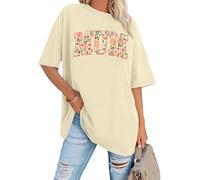 hohololo Mum Oversized T Shirts Tshirt Printed Mum T - Shirt (Beige1,XL)