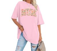 hohololo Mum Oversized T Shirts Tshirt Printed Mum T - Shirt (Pink1,L)