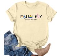 hohololo Pride Shirt for Women Rainbow Tshirt Equality Short Sleeve Tops Graphic Tees (Beige1,S)