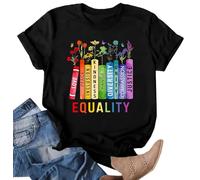hohololo Pride Shirt for Women Rainbow Tshirt Equality Short Sleeve Tops Graphic Tees (black1,S)
