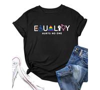 hohololo Pride Shirt for Women Rainbow Tshirt Equality Short Sleeve Tops Graphic Tees (Black2,L)