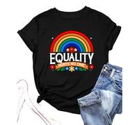 hohololo Pride Shirt for Women Rainbow Tshirt Equality Short Sleeve Tops Graphic Tees (black3,XL)