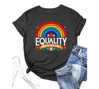 hohololo Pride Shirt for Women Rainbow Tshirt Equality Short Sleeve Tops Graphic Tees (grey1,XL)