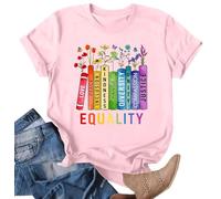 hohololo Pride Shirt for Women Rainbow Tshirt Equality Short Sleeve Tops Graphic Tees (Pink1,S)