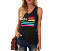 hohololo Pride Tank Top for Women LGBT Love Rainbow Print Sleeveless Shirt Gay Pride Month Tops (Black-a,XL)