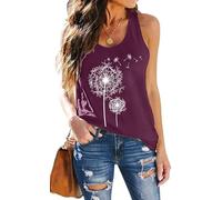 hohololo Women's Tank Top with Dandelion Women Summer Leisure Tank Tops Woman Sleeveless Tops, Lila-a, XXL