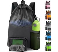 HOHOM Mesh Swim Bag Beach Drawstring Backpack, Waterproof Gym Bags for Women and Men, Large Pool Bag Swimming Gear for Swimmers